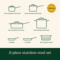 Cuisinart ® Chef's Classic™ 11-Piece Stainless Steel Cookware Set