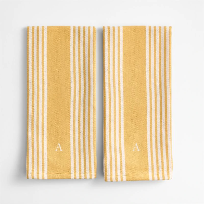 Cuisine with White Stripe Organic Cotton Kitchen Towels