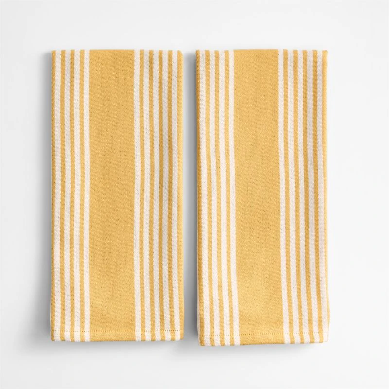 Cuisine with White Stripe Organic Cotton Kitchen Towels