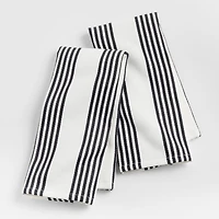 Cuisine White with Black Stripe Organic Cotton Dish Towels, Set of 2