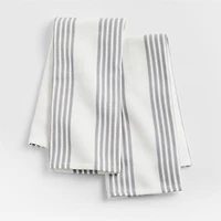 Cuisine White with Stripe Organic Cotton Dish Towels
