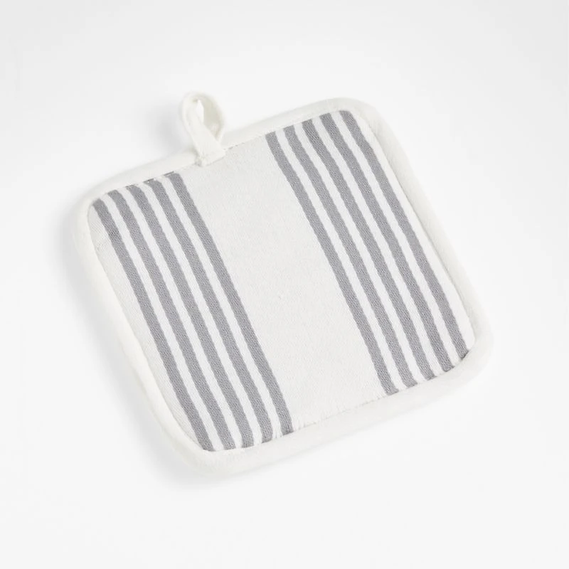 Cuisine Stripe Grey Organic Cotton Pot Holder