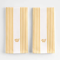 Cuisine Stripe White with Yellow Stripe Organic Cotton Dish Towels, Set of 2