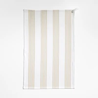 Cuisine Stripe Alabaster Beige Organic Cotton Kitchen Towels, Set of 2