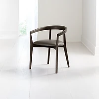 Cullen Dark Stain Saddle Round Back Dining Chair