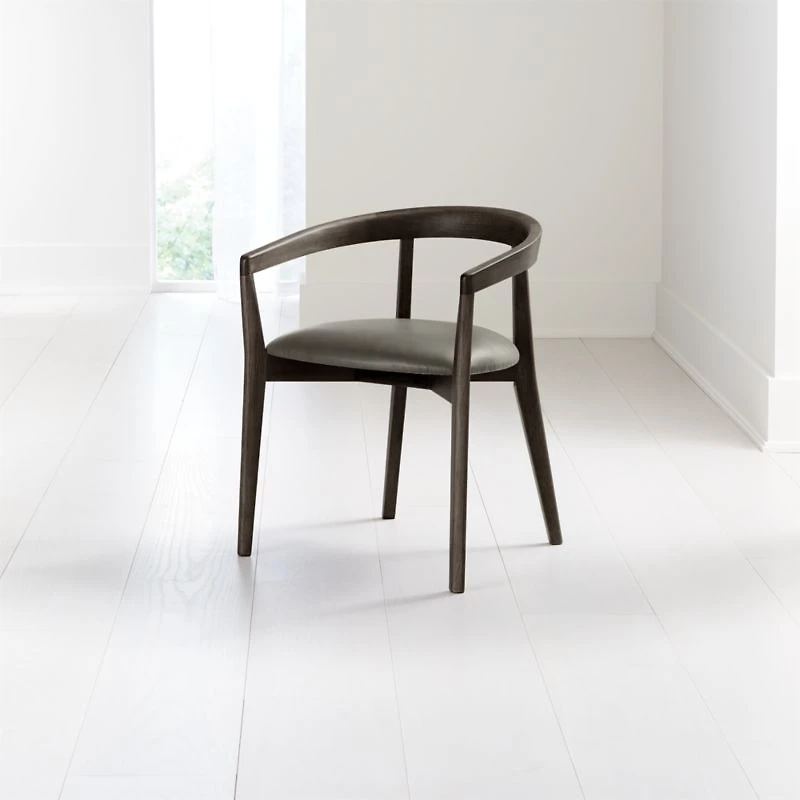 Cullen Dark Stain Stone Round Back Dining Chair