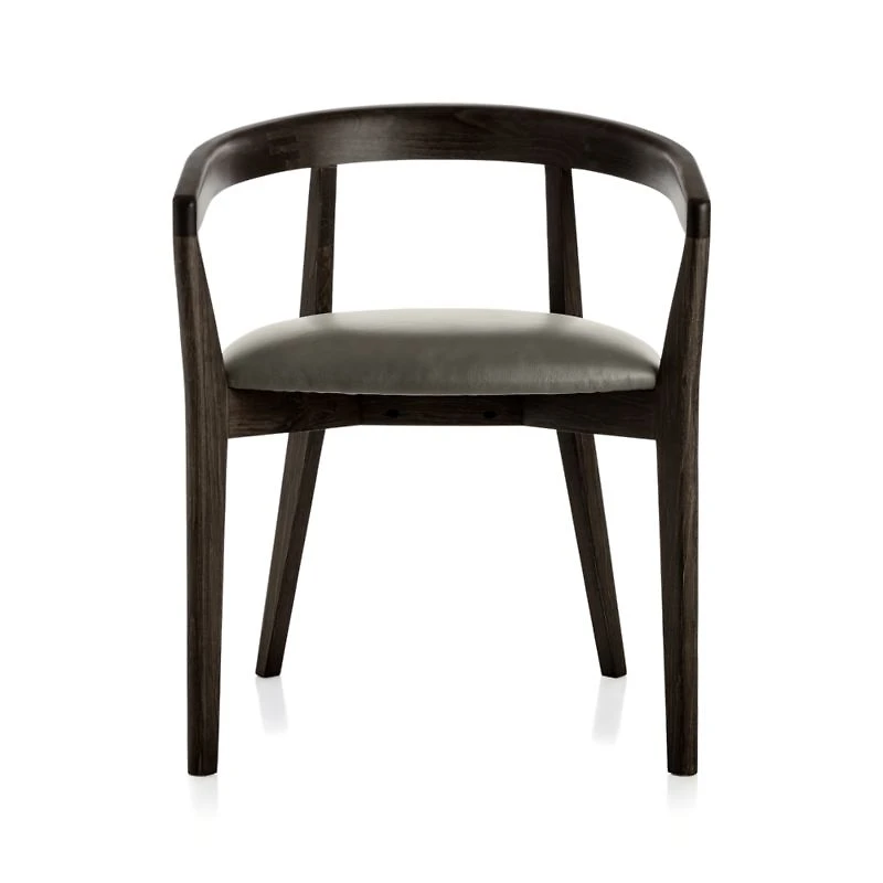 Cullen Dark Stain Stone Round Back Dining Chair