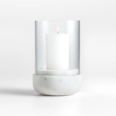 Curve Marble and Glass Hurricane Candle Holder 6.5"