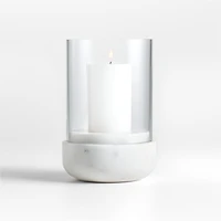 Curve Marble and Glass Hurricane Candle Holder 6.5"