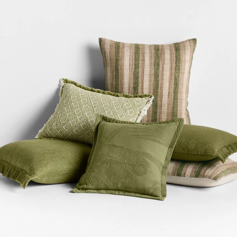 Riviera Stripe 24"x16" Cyprus Green Throw Pillow Cover
