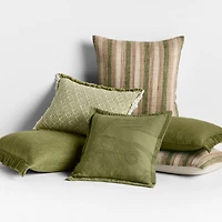 Riviera Stripe 24"x16" Cyprus Green Throw Pillow Cover