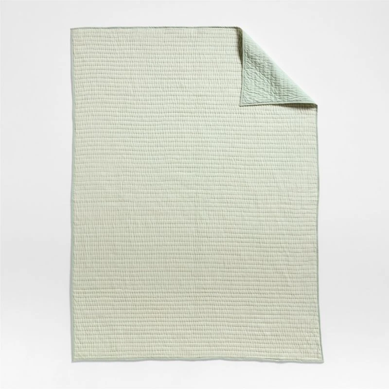 Cozy Cloud Muted Teal Washed Organic Cotton Kids Full/Queen Quilt