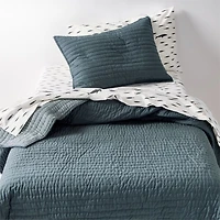 Cozy Cloud Slate Blue Washed Organic Cotton Kids Quilted Pillow Sham