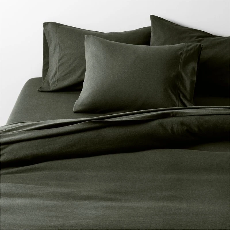 Cozysoft Organic Cotton Jersey Full/Queen Ficus Green Duvet Cover