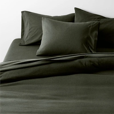 Cozysoft Organic Cotton Jersey Full/Queen Ficus Green Duvet Cover