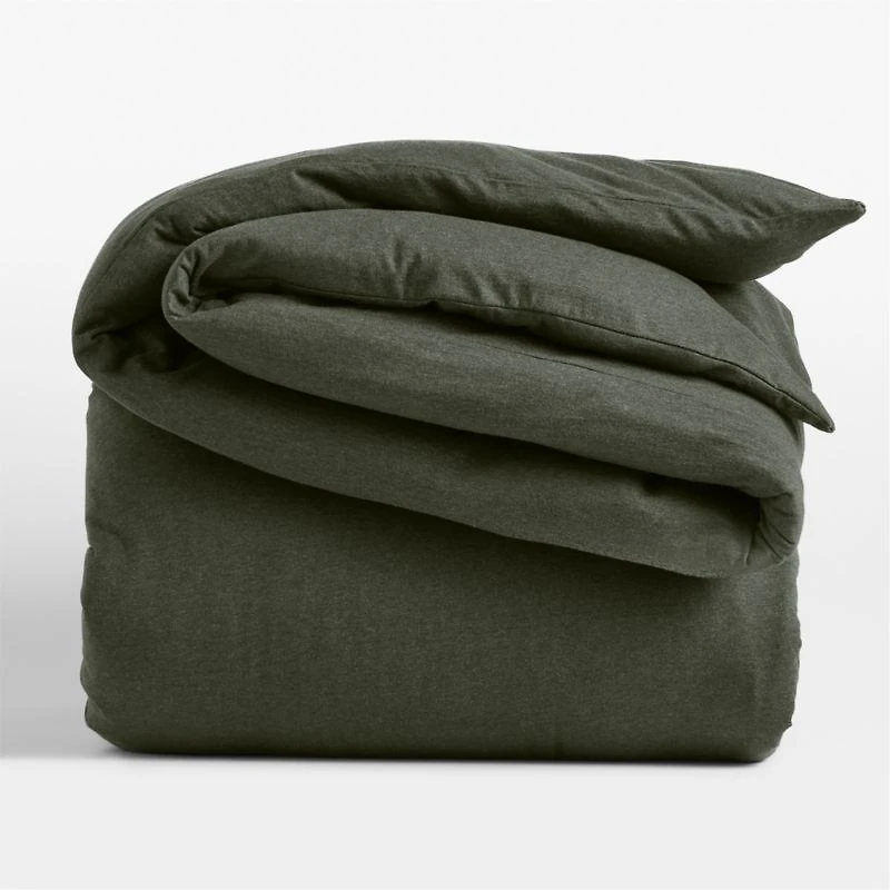 Cozysoft Organic Cotton Jersey Full/Queen Ficus Green Duvet Cover