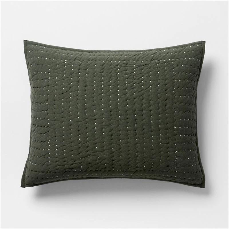 Cozysoft Organic Cotton Jersey Ficus Green Euro Quilted Bed Pillow Sham