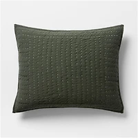 Cozysoft Organic Cotton Jersey Ficus Green Euro Quilted Bed Pillow Sham