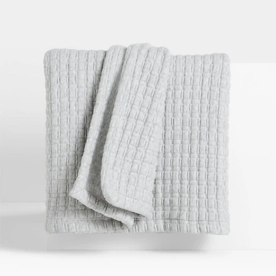 Cozysoft Organic Cotton Jersey Quilted Grid King Light Grey Bed Blanket 109"x90"
