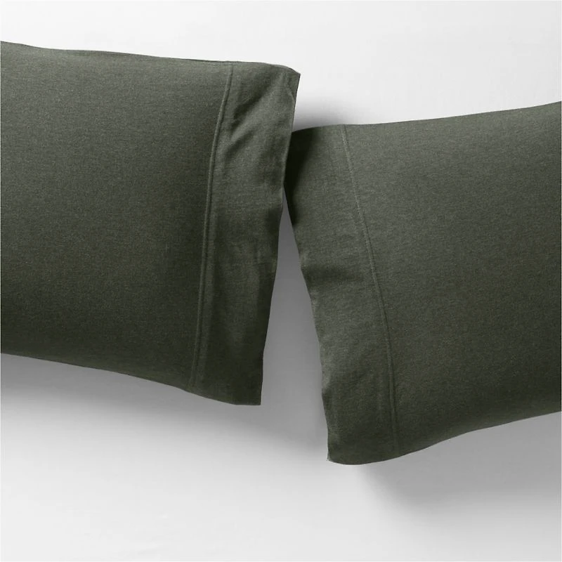 Cozysoft Organic Cotton Jersey Ficus Green Standard Pillowcases, Set of 2