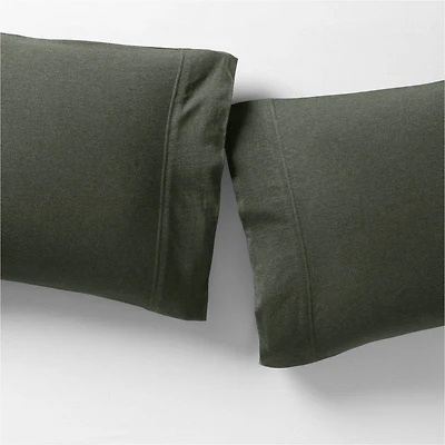 Cozysoft Organic Cotton Jersey Ficus Green Standard Pillowcases, Set of 2