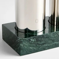Geneve Recycled Stainless Steel Cruet Set with Green Marble Base by Daniel Humm