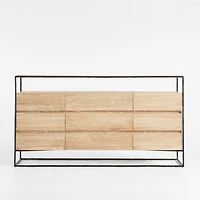 Dahlia 9-Drawer Hand-Forged Steel and Oak Wood Dresser with Shelf