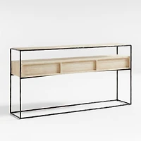 Dahlia 68" Rectangular Natural Oak Wood and Hand-Forged Steel Storage Console Table