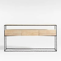 Dahlia 68" Rectangular Natural Oak Wood and Hand-Forged Steel Storage Console Table