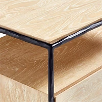Dahlia Large Hand-Forged Steel and Oak Wood Nightstand with Storage