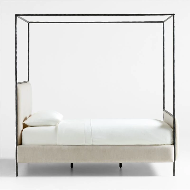 Dahlia Hand-Forged Steel Framed Upholstered Canopy Queen Bed