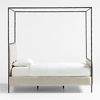 Dahlia Hand-Forged Steel Framed Upholstered Canopy Queen Bed
