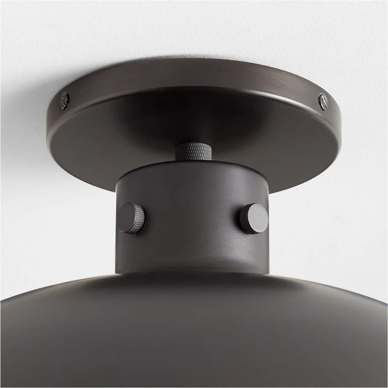 Dakota Black Flush Mount Light with Large Black Dome 15"