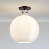 Dakota Black Flush Mount Light with Large Milk White Glass Globe