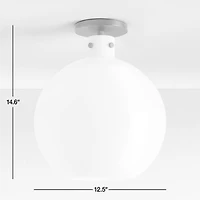 Dakota Brass Flush Mount Light with Large Milk Glass Dome 13"