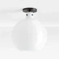 Dakota Black Flush Mount Light with Large Milk White Glass Globe