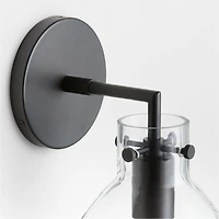 Dakota Black Sconce Light with Small Clear Glass Dome Set of 2