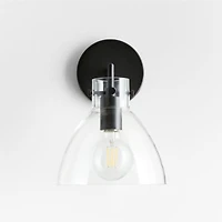 Dakota Black Sconce Light with Small Clear Glass Dome Set of 2