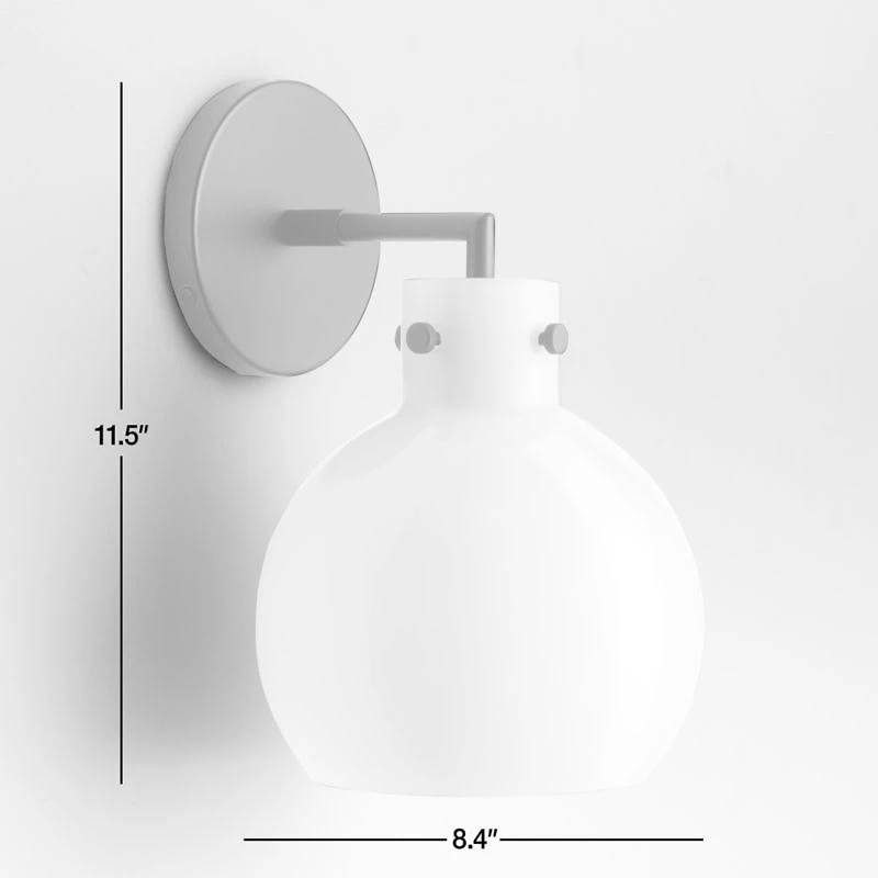 Dakota Chrome Sconce Light with Small Milk White Glass Globe