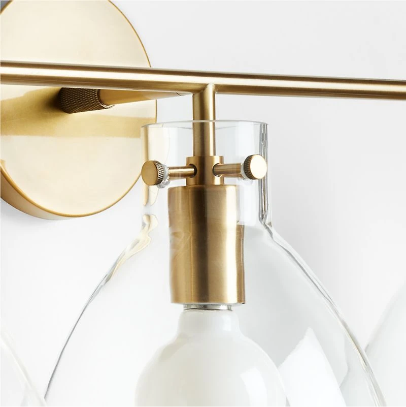 Dakota Brass 3-Light Wall Sconce with Clear Glass Dome