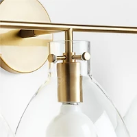 Dakota Brass 3-Light Wall Sconce with Clear Glass Dome