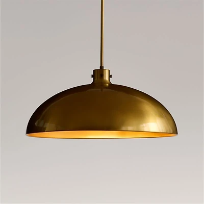 Dakota Brass Pendant Light with Wide Brass Dome