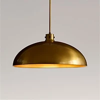 Dakota Brass Pendant Light with Wide Brass Dome 24"