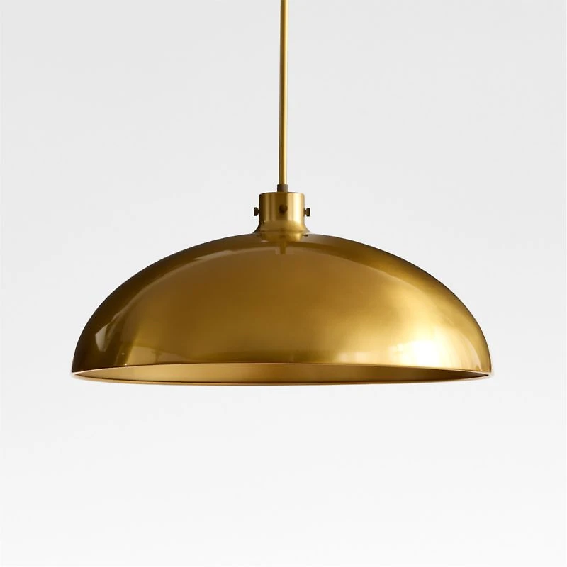Dakota Brass Pendant Light with Wide Brass Dome 24"