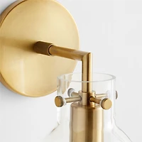 Dakota Brass Sconce Light with Small Clear Glass Dome Set of 2