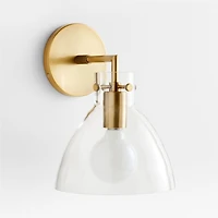 Dakota Brass Sconce Light with Small Clear Glass Dome Set of 2