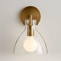 Dakota Brass Sconce Light with Small Clear Glass Dome Set of 2