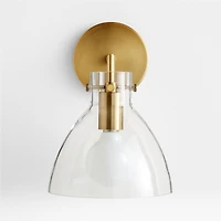 Dakota Brass Sconce Light with Small Clear Glass Dome Set of 2