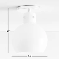 Dakota Chrome Flush Mount Light with Small Milk White Glass Globe 7.5"