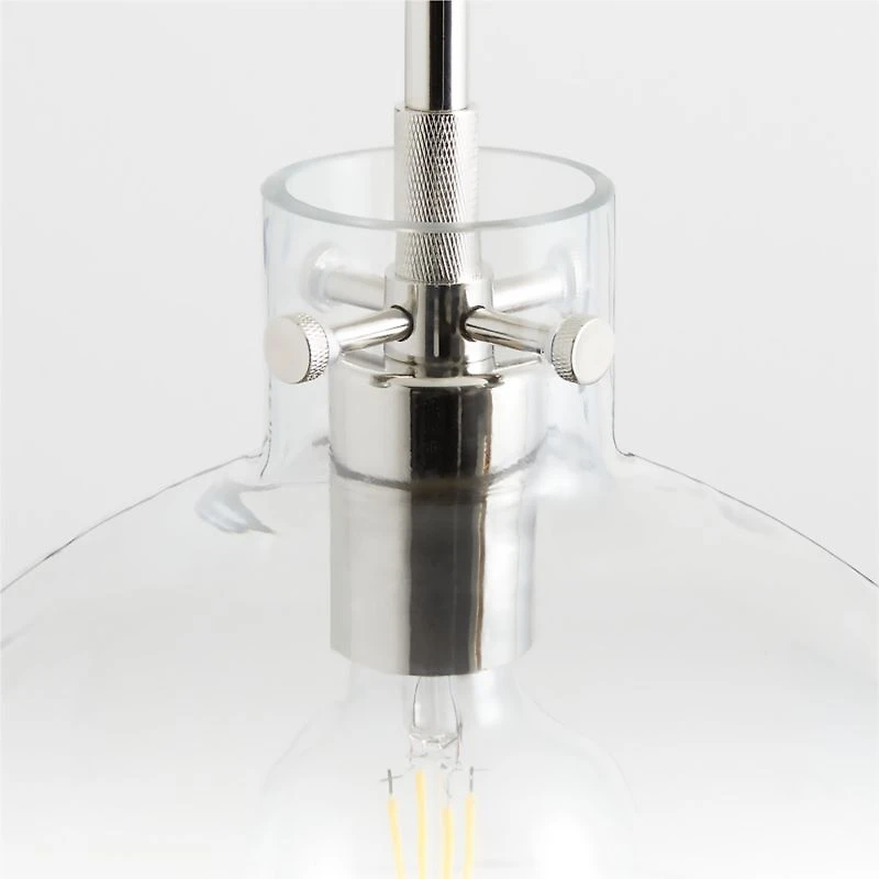 Dakota Chrome Pendant Light with Clear Glass Dome